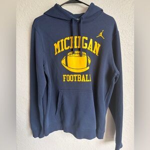 NWOT Michigan Wolverines Football Jordan Pullover Navy Hoodie - Men’s Medium